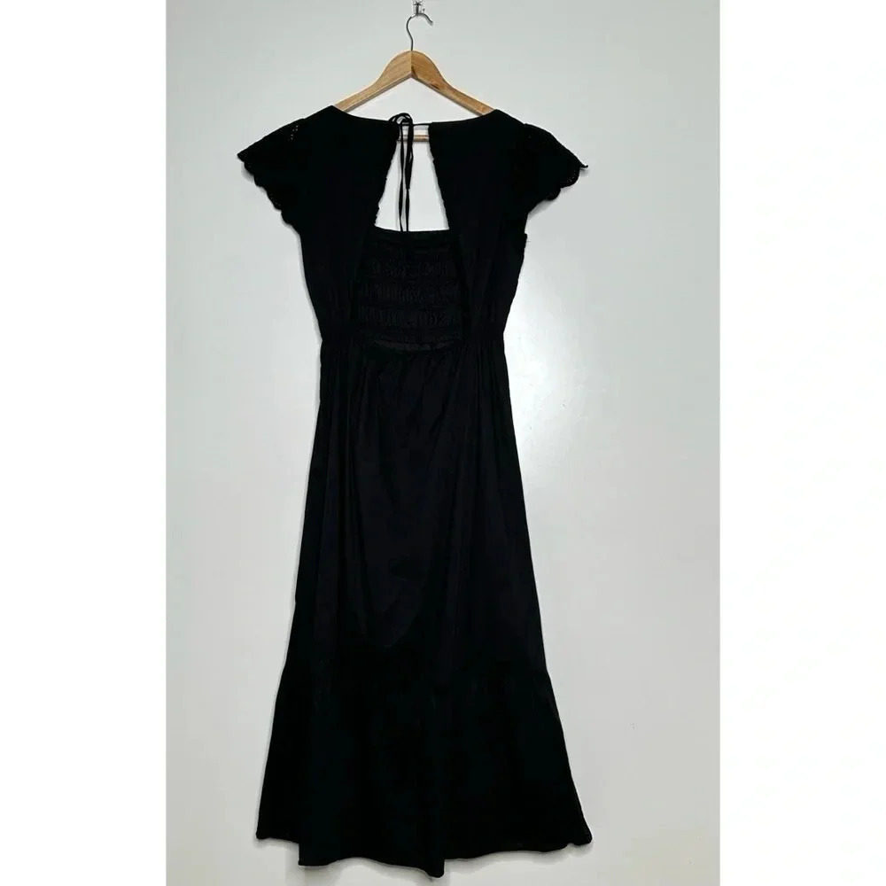 Jason Wu Black Open Back Eyelet Smocked Maxi Dress Size Large — image 6 of 8